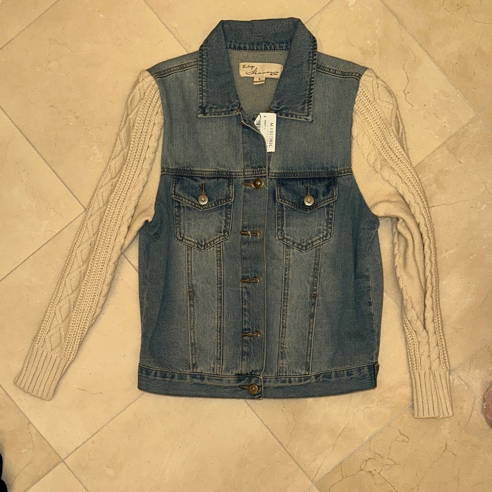 🆕Denim Jacket with Knit Sleeves